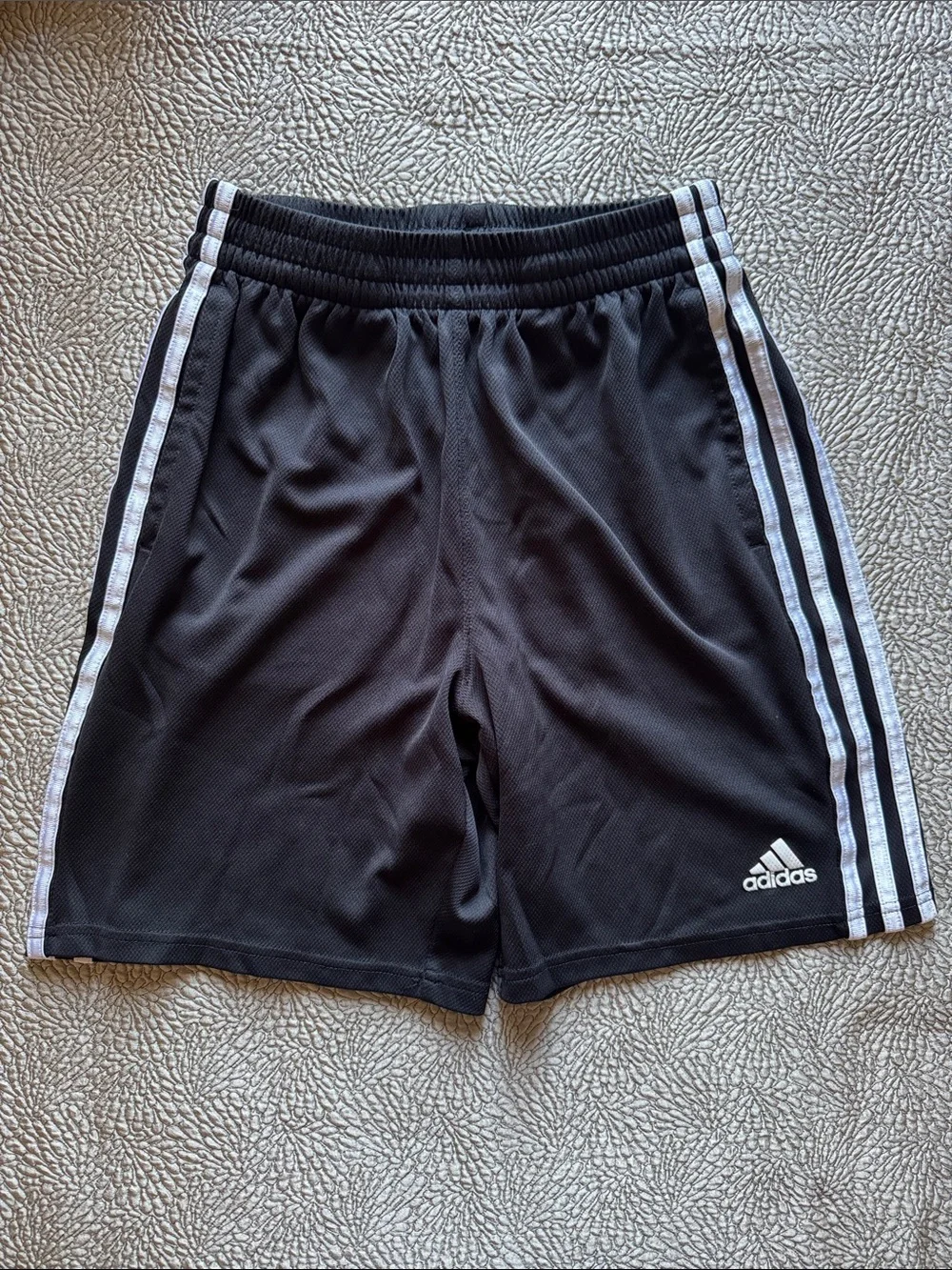 adidas Black Athletic Shorts with White Side Stripes